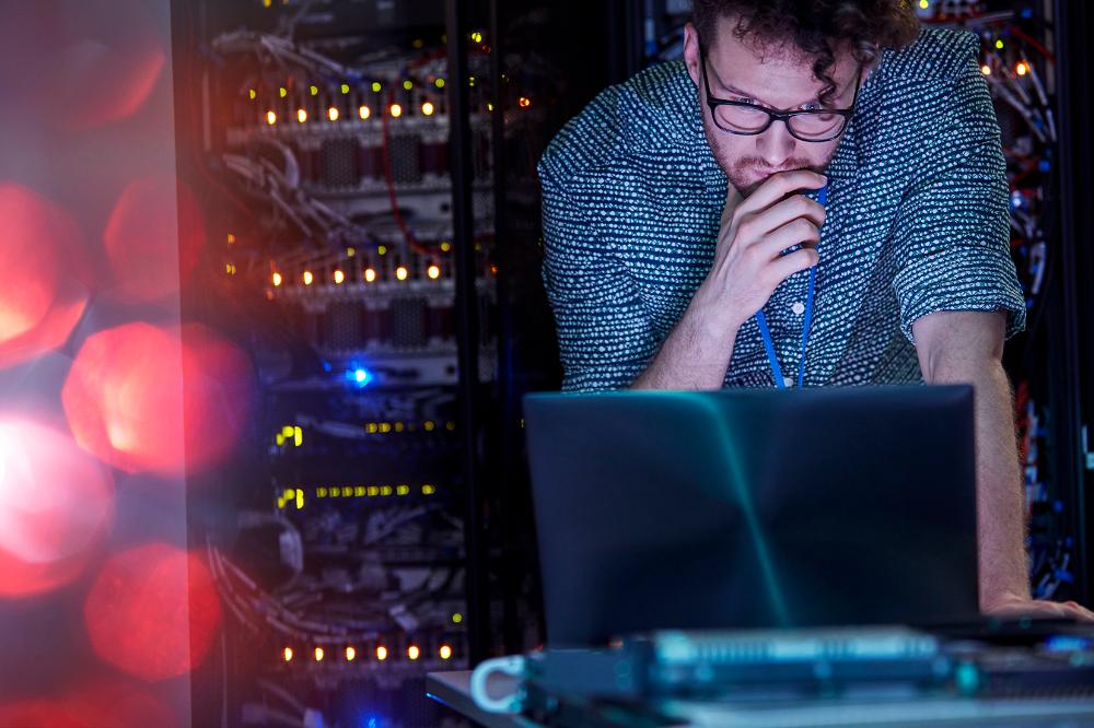 Man working on software