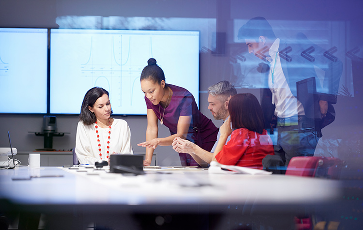 Team discusses a project